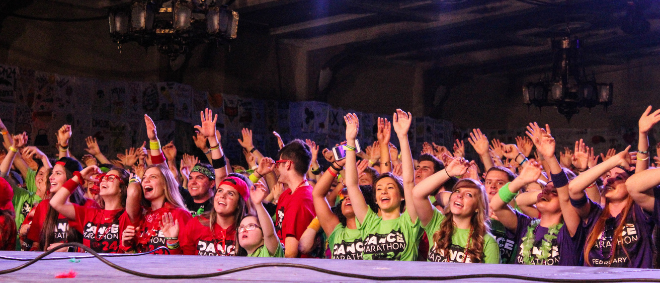 large group of students participating in dance marathon